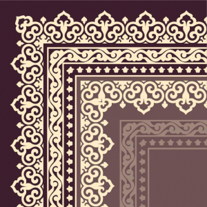 وکتور حاشیه خطی گلدار بنفش و کرم رنگ